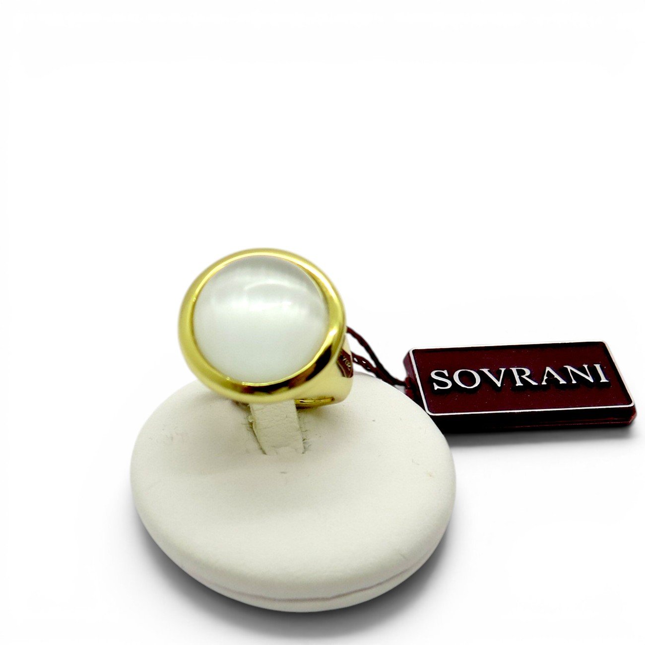 Anello Sovrani pietra bianca Cabochon tondo J8250-17