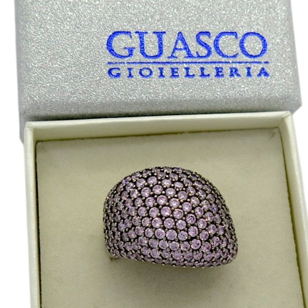 Anello argento pietre rosa