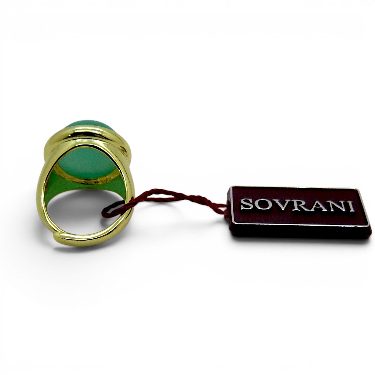 Anello cocktail pietra verde Cabochon tondo J8253