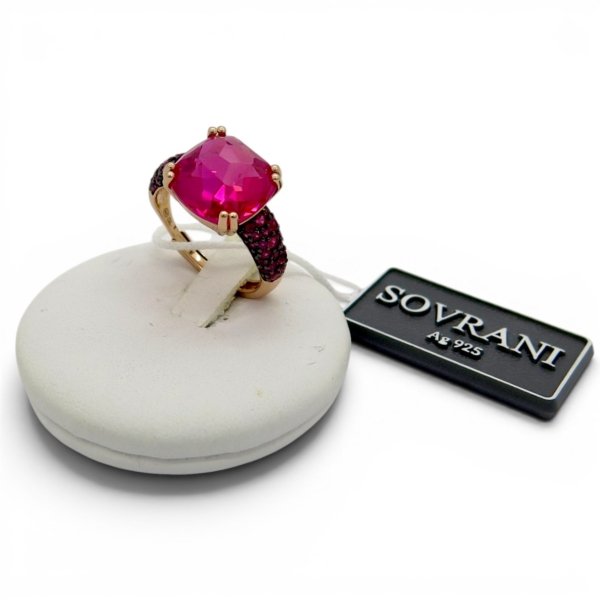 Anello pietra fucsia briolette Sovrani Argento