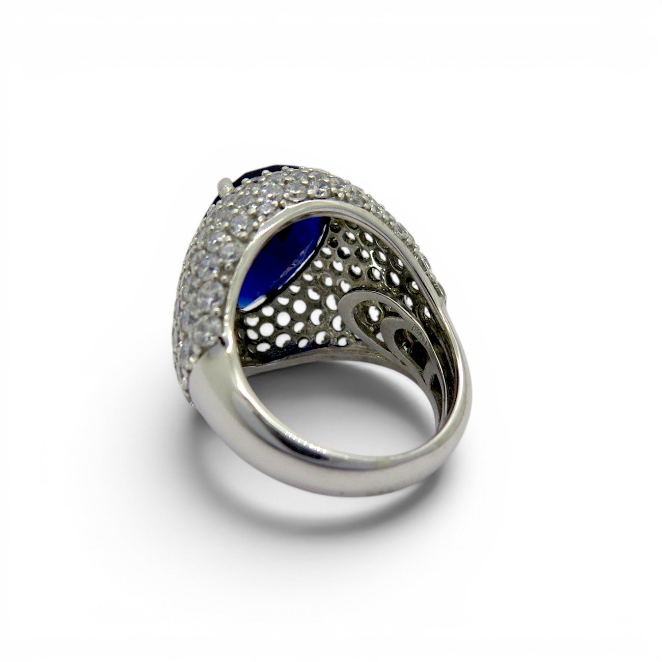 Anello vistoso goccia blu argento 925