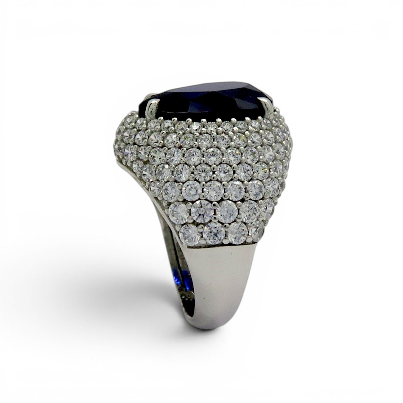 Anello vistoso goccia blu argento 925
