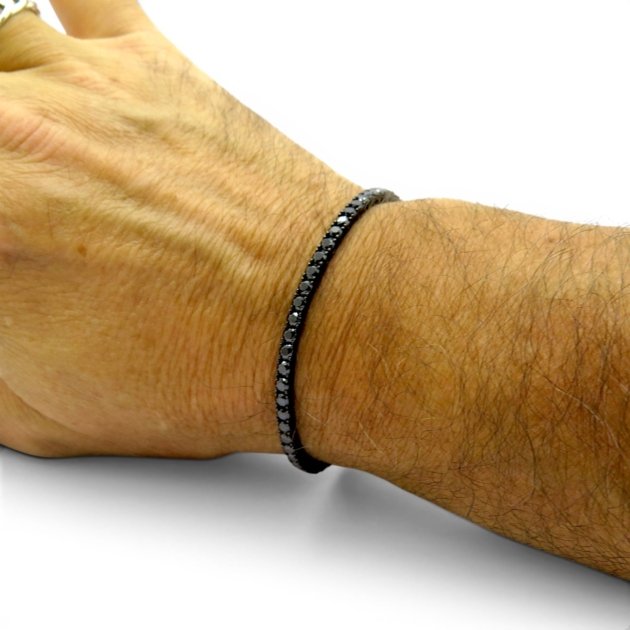 Bracciale Tennis brunito black 3 mm in argento 925
