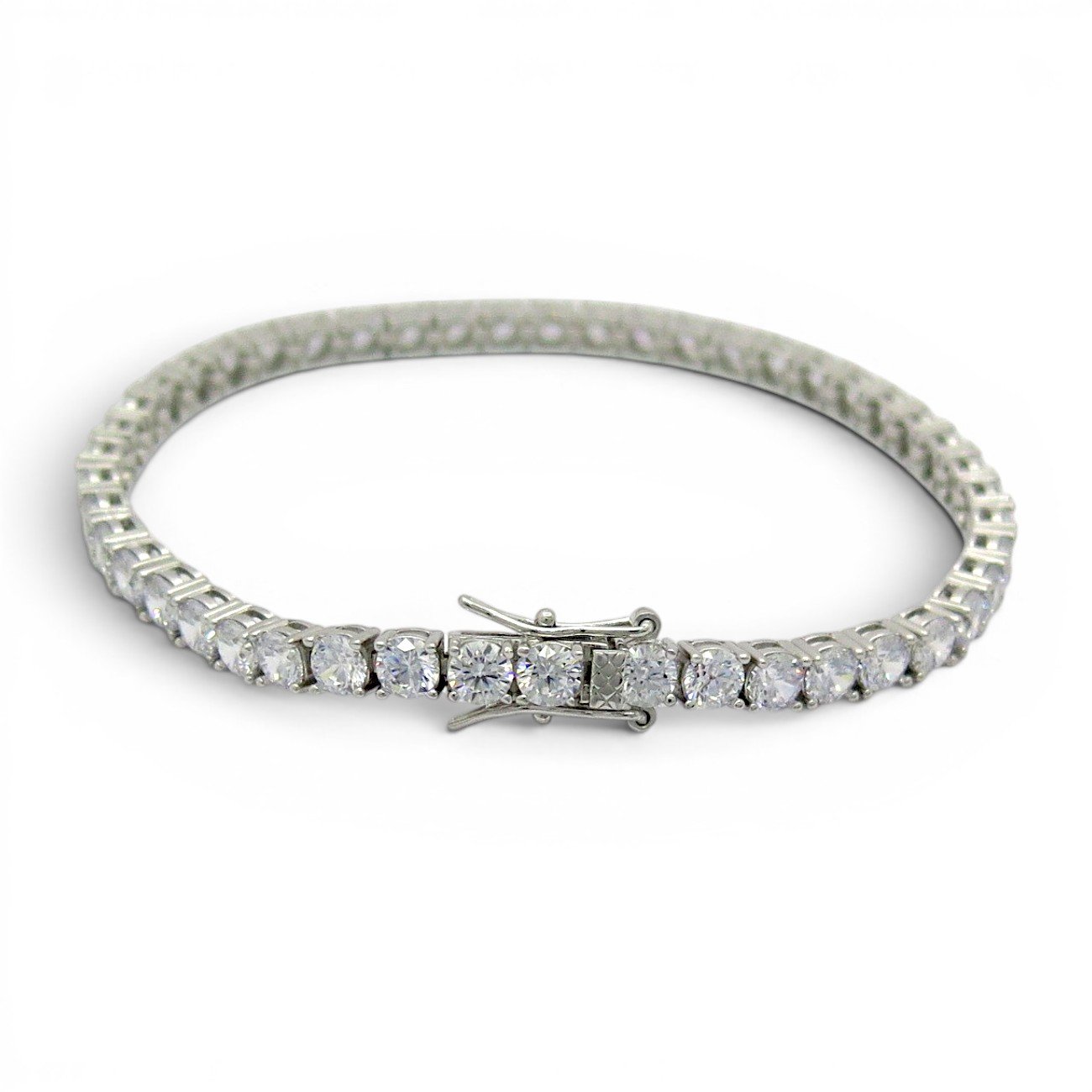 Bracciale tennis 4 mm in argento 925 rodio