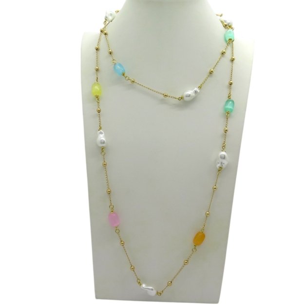 Collana lunga multicolor con perle barocche Sovrani Bijoux