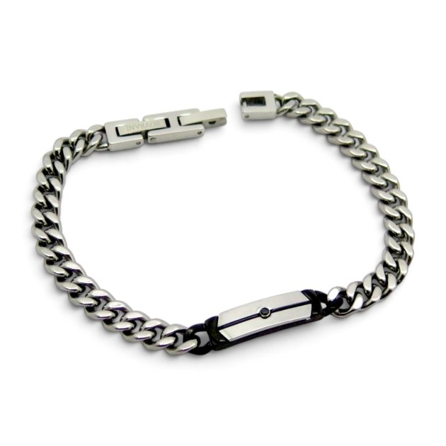 Bracciale uomo in acciaio groumette e punto luce