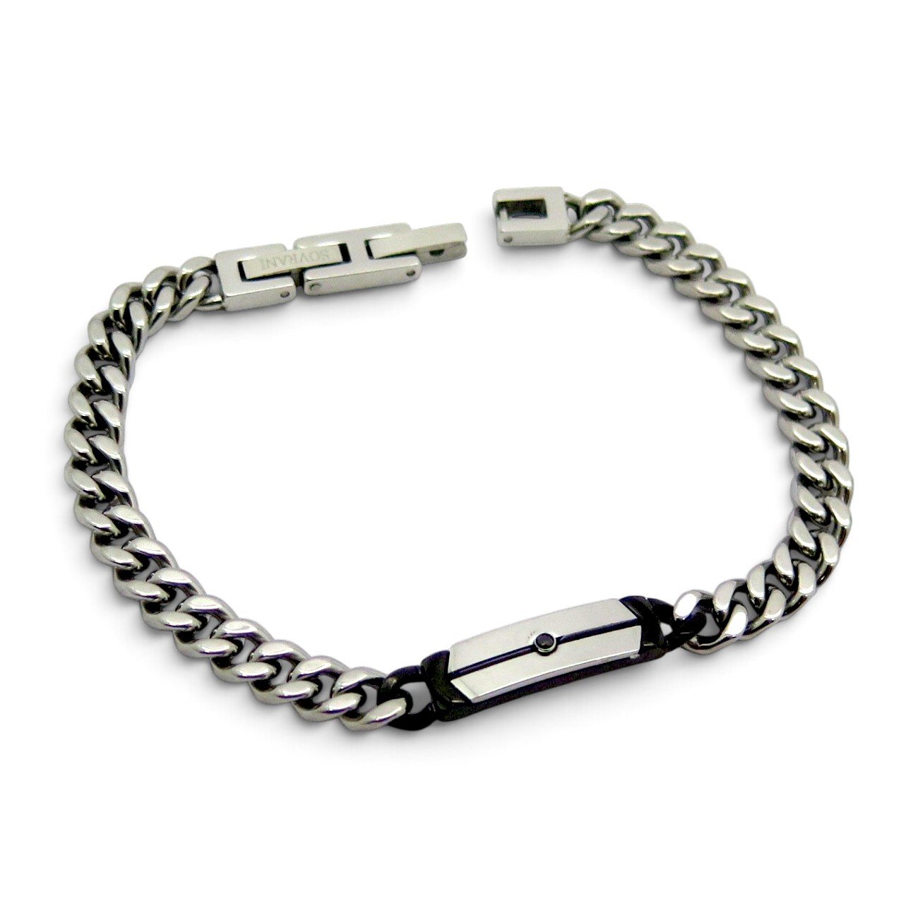 Bracciale uomo in acciaio groumette e punto luce