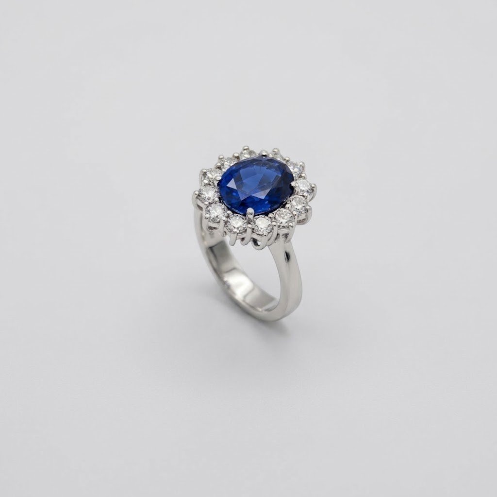 Anello donna contorno blu in Argento 925 Gioielleria in argento