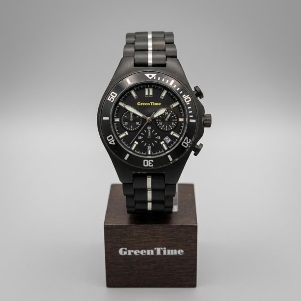 Orologio crono in legno black ebano Green Time