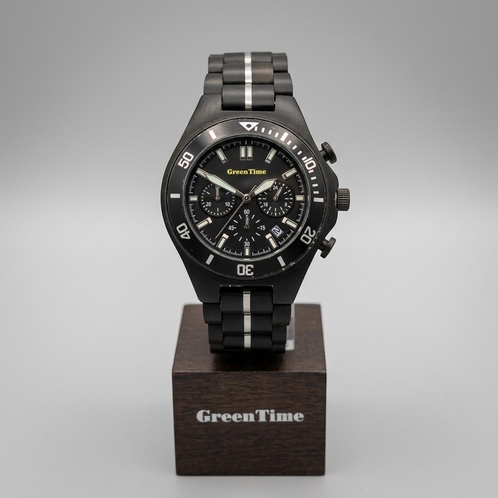 Orologio crono in legno black ebano Green Time