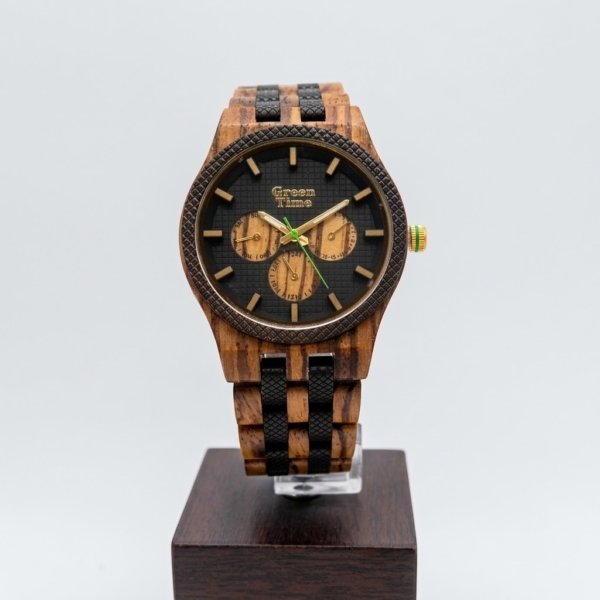 Orologio in legno zebrano datario contatori Green time