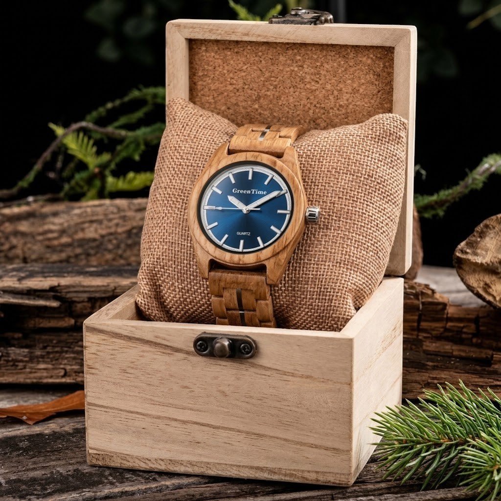 Orologio solo tempo quadrante blu legno Green Time ZW209C